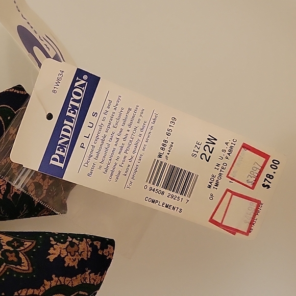 Pendleton long-sleeve button front blouse NWT size 22 - Picture 3 of 4